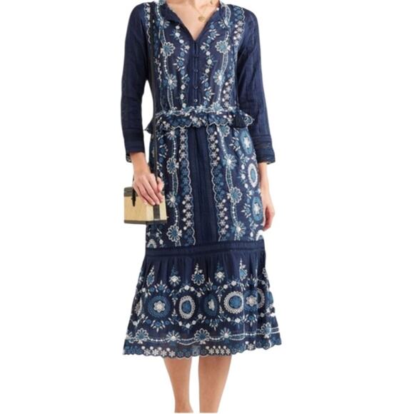 Sea Sofie Broderie Anglaise Cotton Midi Dress Size 0 - Picture 4 of 7